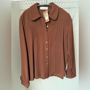 Olive Brown Button Down Shirt for Women